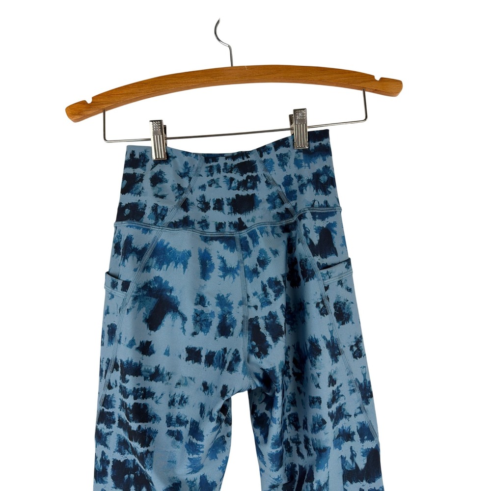 Kinesis High Rise Ankle Length Leggings Blue‎ Tie Dye Pockets Women XS - Picture 5 of 12